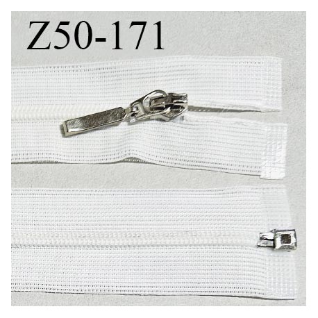Fermeture zip 50 cm couleur naturel séparable curseur métal longueur 50 cm largeur 2.8 cm largeur du zip 5 mm prix à l'unité