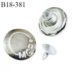 Bouton jean 18 mm en métal couleur argent avec inscription MCP diamètre 18 mm épaisseur 2.5 mm fourni avec le clou