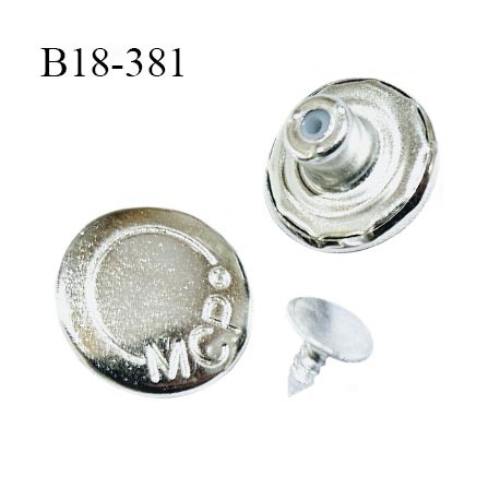 Bouton jean 18 mm en métal couleur argent avec inscription MCP diamètre 18 mm épaisseur 2.5 mm fourni avec le clou