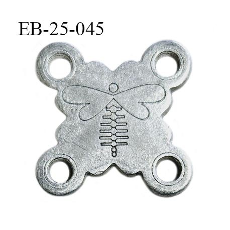 Plaque en métal couleur argent mat superbe avec 4 trous aux angles motif libellule de Brocéliande largeur 24 mm hauteur 24 mm