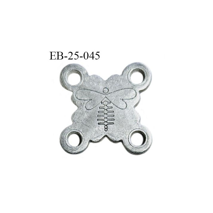 Plaque en métal couleur argent mat superbe avec 4 trous aux angles motif libellule de Brocéliande largeur 24 mm hauteur 24 mm