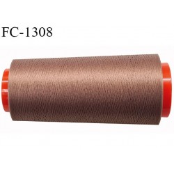 Cone de fil 1000 m mousse polyester n° 110 polyester couleur chocolat au lait clair longueur 1000  mètres bobiné en France