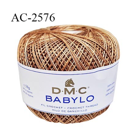 Pelote de fil à crochet fin DMC Babylo 100% coton couleur marron prix pour une pelote de 50 g soit environ 367 mètres