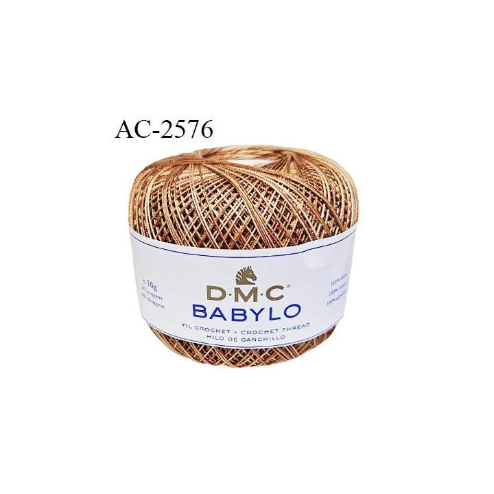 Pelote de fil à crochet fin DMC Babylo 100% coton couleur marron prix pour une pelote de 50 g soit environ 367 mètres