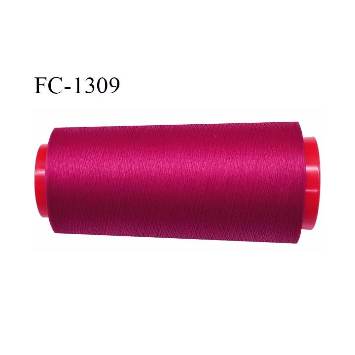 Cone de fil 2000 m mousse polyester n° 110 polyester couleur fuschia foncé longueur 2000  mètres bobiné en France