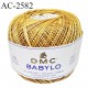 Pelote de fil à crochet fin DMC Babylo 100% coton couleur jaune ocre grosseur 10 pour crochet de 1,5 à 1,75 mm