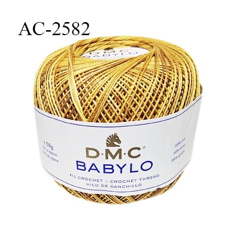 Pelote de fil à crochet fin DMC Babylo 100% coton couleur jaune ocre grosseur 10 pour crochet de 1,5 à 1,75 mm
