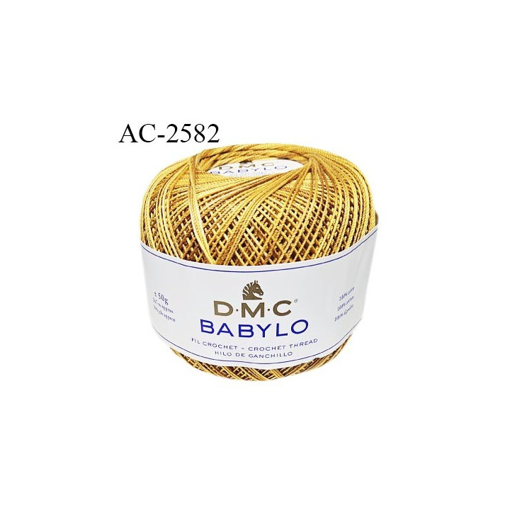 Pelote de fil à crochet fin DMC Babylo 100% coton couleur jaune ocre grosseur 10 pour crochet de 1,5 à 1,75 mm