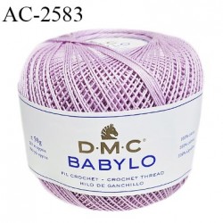 Pelote de fil à crochet fin DMC Babylo 100% coton couleur parme lilas grosseur 10 pour crochet de 1,5 à 1,75 mm