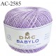 Pelote de fil à crochet fin DMC Babylo 100% coton couleur parme grosseur 10 pour crochet de 1,5 à 1,75 mm prix pour une pelote
