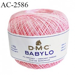 Pelote de fil à crochet fin DMC Babylo 100% coton couleur rose clair en dégradé grosseur 20 pour crochet de 1,25 à 1,50 mm