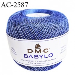 Pelote de fil à crochet fin DMC Babylo 100% coton couleur bleu grosseur 30 pour crochet de 1 à 1,25 mm prix pour une pelote