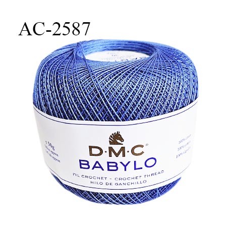 Pelote de fil à crochet fin DMC Babylo 100% coton couleur bleu grosseur 30 pour crochet de 1 à 1,25 mm prix pour une pelote