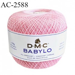Pelote de fil à crochet fin DMC Babylo 100% coton couleur rose grosseur 30 pour crochet de 1 à 1,25 mm prix pour une pelote