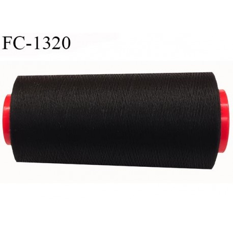 Cone fil 2000 m 100 % coton fil n° 120 haut de gamme soyeux couleur noir longueur du cone 2000 mètres bobiné en France