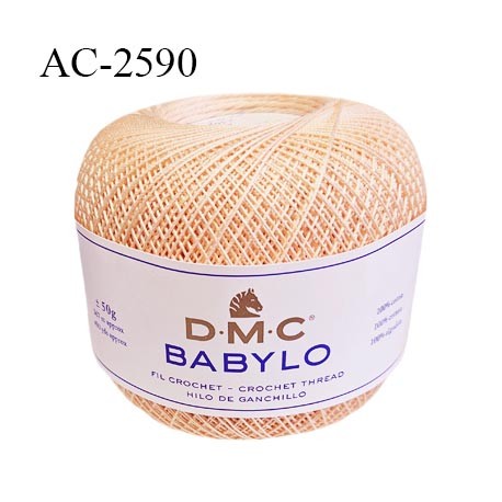 Pelote de fil à crochet fin DMC Babylo 100% coton couleur pêche grosseur 20 pour crochet de 1,25 à 1,50 mm prix pour une pelote