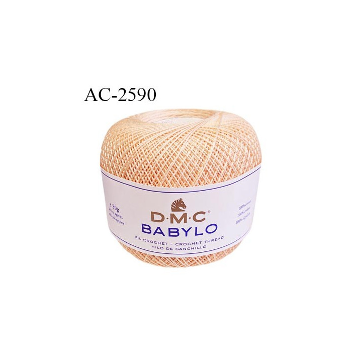 Pelote de fil à crochet fin DMC Babylo 100% coton couleur pêche grosseur 20 pour crochet de 1,25 à 1,50 mm prix pour une pelote