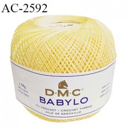 Pelote de fil à crochet fin DMC Babylo 100% coton couleur jaune pastel grosseur 30 pour crochet de 1 à 1,25 mm
