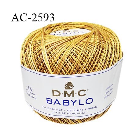 Pelote de fil à crochet fin DMC Babylo 100% coton couleur jaune ocre grosseur 20 pour crochet de 1,25 à 1,50 mm