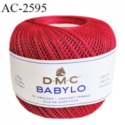 Pelote de fil à crochet fin DMC Babylo 100% coton couleur rouge grosseur 30 pour crochet de 1 à 1,25 mm prix pour une pelote