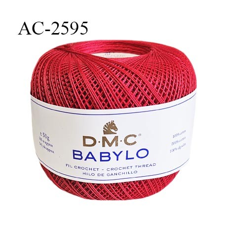 Pelote de fil à crochet fin DMC Babylo 100% coton couleur rouge grosseur 30 pour crochet de 1 à 1,25 mm prix pour une pelote