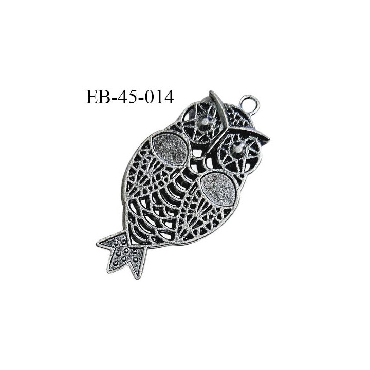 Pendentif en métal couleur argent vieilli en forme de chouette largeur 23 mm hauteur 45 mm prix à l'unité