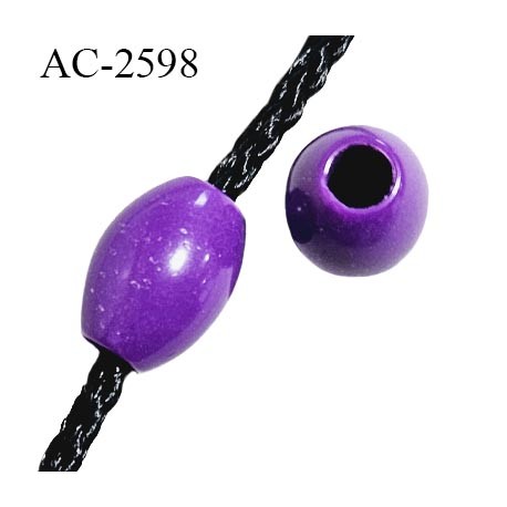 Perle décor en pvc couleur violet diamètre extérieur 12 mm diamètre intérieur 5 mm pour cordon de 4 mm prix à l'unité