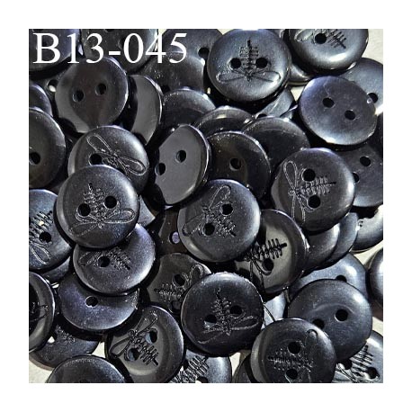 Bouton 13 mm couleur noir avec motif libellule de Brocéliande 2 trous diamètre 13 mm épaisseur 2 mm prix à la pièce