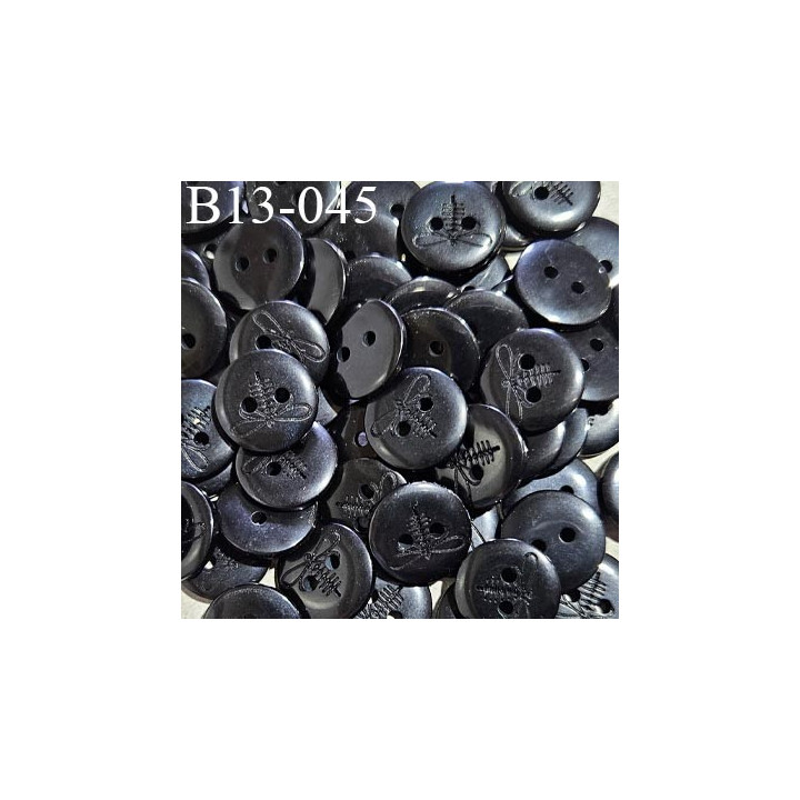 Bouton 13 mm couleur noir avec motif libellule de Brocéliande 2 trous diamètre 13 mm épaisseur 2 mm prix à la pièce