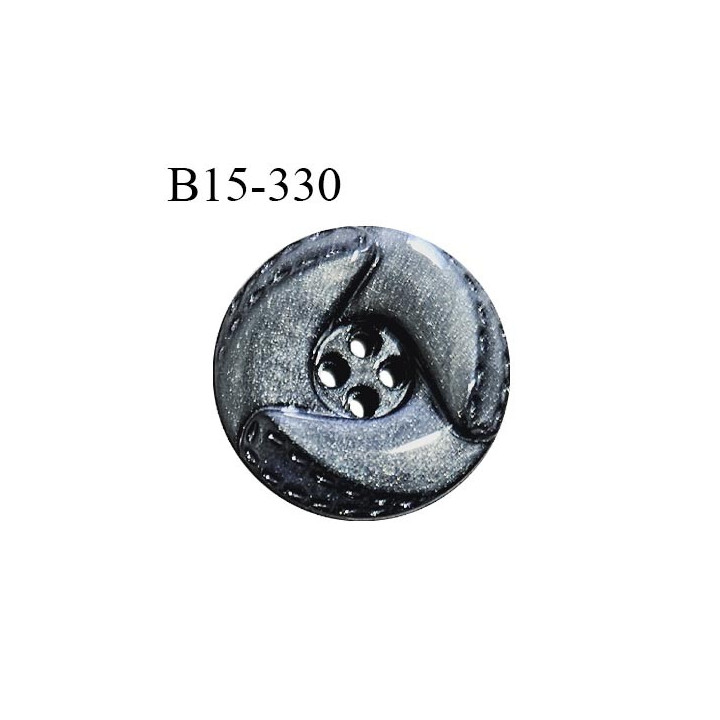 Bouton 15 mm pvc couleur gris 4 trous diamètre 15 mm épaisseur 4 mm prix à l'unité