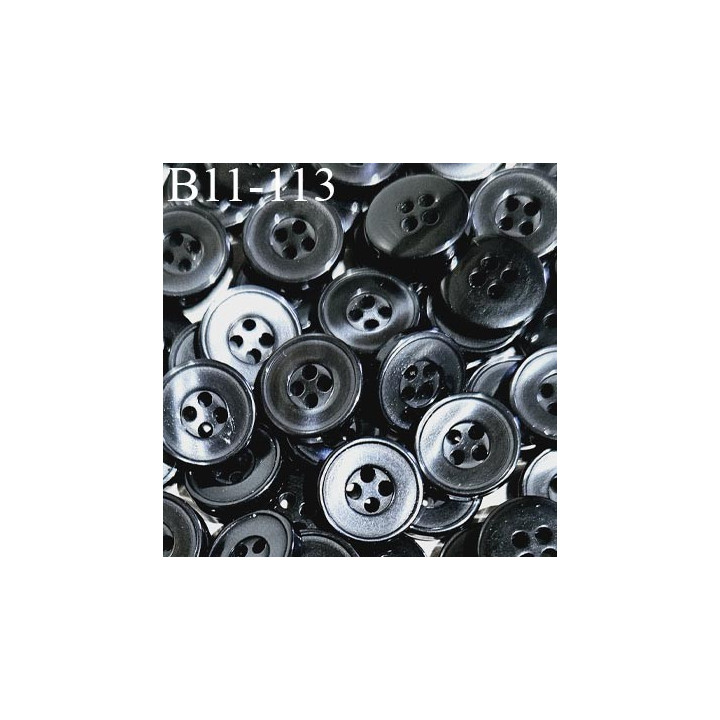 Bouton 11 mm gris foncé nacré 4 trous diamètre 11 mm épaisseur 2.5 mm prix à la pièce