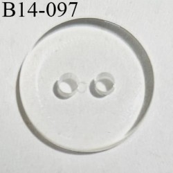 Bouton 14 mm en pvc transparent 2 trous diamètre 14 mm épaisseur 2 mm prix au mètre