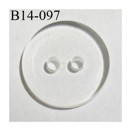 Bouton 14 mm en pvc transparent 2 trous diamètre 14 mm épaisseur 2 mm prix au mètre