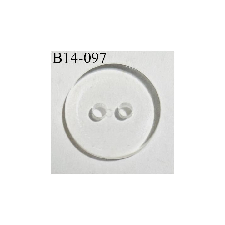 Bouton 14 mm en pvc transparent 2 trous diamètre 14 mm épaisseur 2 mm prix au mètre