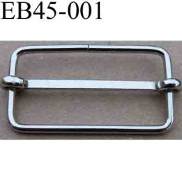 Boucle etrier rectangle coulissant métal chromé argenté largeur extérieur 4.5 cm intér 4.1 cm  hauteur extér 2.5 cm intér2 cm 