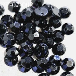 Perle strass sequin décor ornement à coudre couleur noir à facettes avec 2 trous diamètre 7 mm épaisseur 2.5 mm prix à l'unité