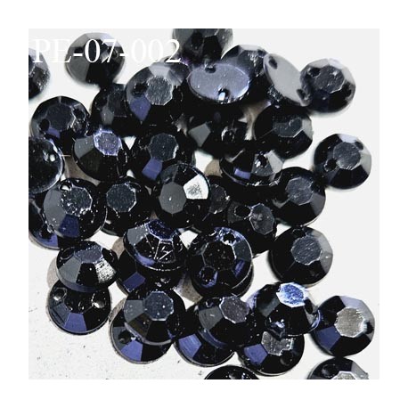 Perle strass sequin couleur noir à facettes diamètre 7 mm épaisseur 2.5 mm prix à l'unité