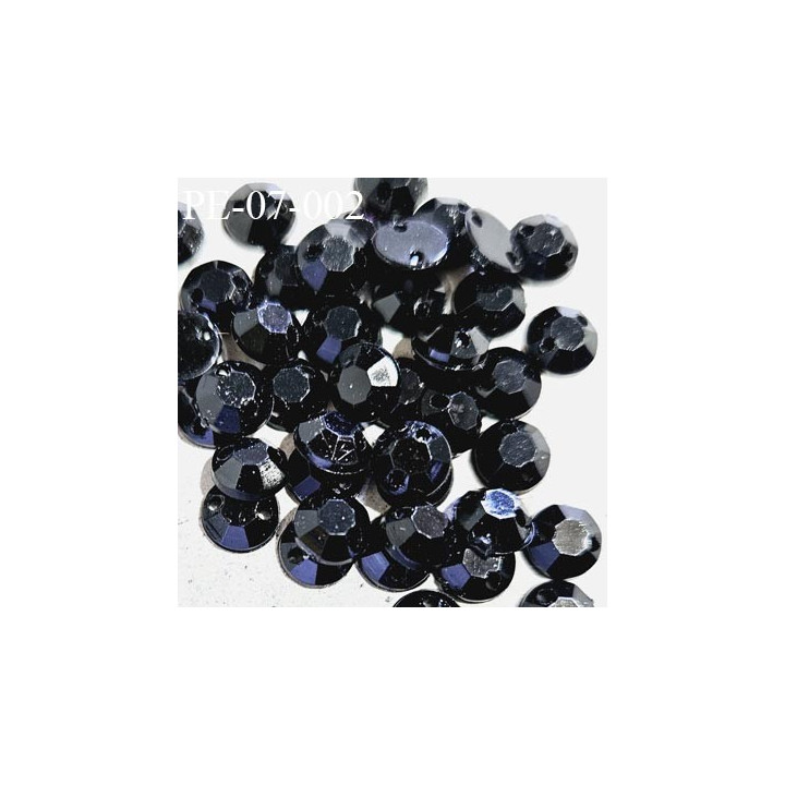 Perle strass sequin couleur noir à facettes diamètre 7 mm épaisseur 2.5 mm prix à l'unité