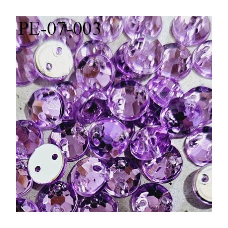 Perle strass sequin couleur violet à facettes diamètre 7 mm épaisseur 2.5 mm prix à l'unité