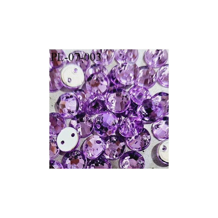 Perle strass sequin couleur violet à facettes diamètre 7 mm épaisseur 2.5 mm prix à l'unité
