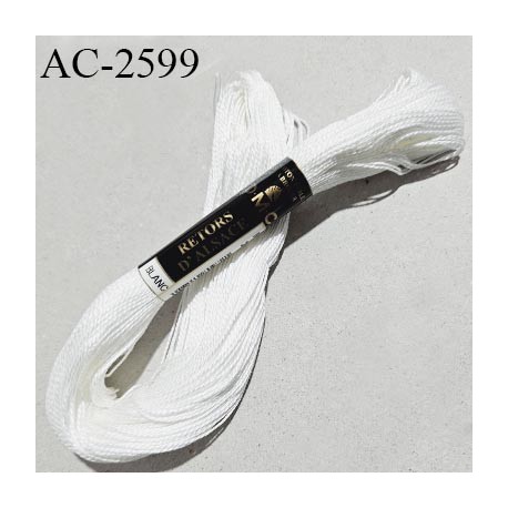 Echevette retors d'Alsace DMC haut de gamme 100% coton perlé grosseur moyenne n°5 couleur blanc prix pour une échevette