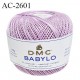 Pelote de fil à crochet fin DMC Babylo 100% coton couleur parme grosseur 20 pour crochet de 1,25 à 1,50 mm prix pour une pelote