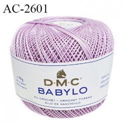 Pelote de fil à crochet fin DMC Babylo 100% coton couleur parme grosseur 20 pour crochet de 1,25 à 1,50 mm prix pour une pelote