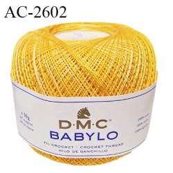 Pelote de fil à crochet fin DMC Babylo 100% coton couleur jaune orangé grosseur 20 prix pour une pelote