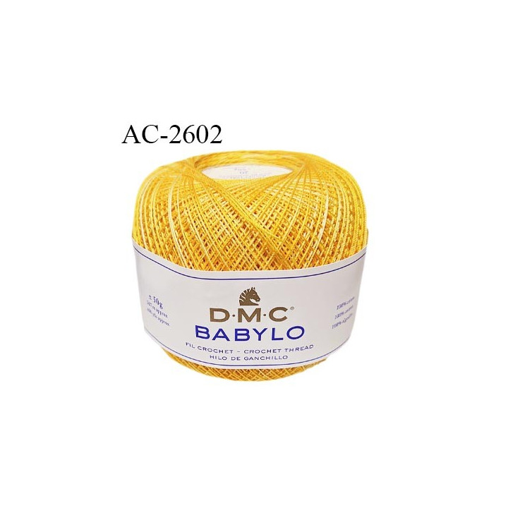 Pelote de fil à crochet fin DMC Babylo 100% coton couleur jaune orangé grosseur 20  prix pour une pelote