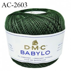 Pelote de fil à crochet fin DMC Babylo 100% coton couleur vert sapin grosseur 30 prix pour une pelote
