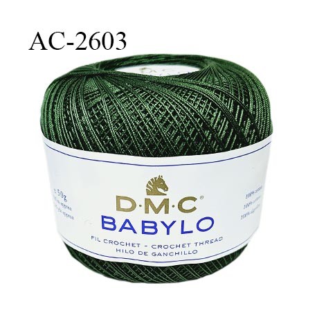 Pelote de fil à crochet fin DMC Babylo 100% coton couleur vert sapin grosseur 30 prix pour une pelote