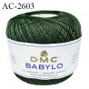 Pelote de fil à crochet fin DMC Babylo 100% coton couleur vert sapin grosseur 30 prix pour une pelote