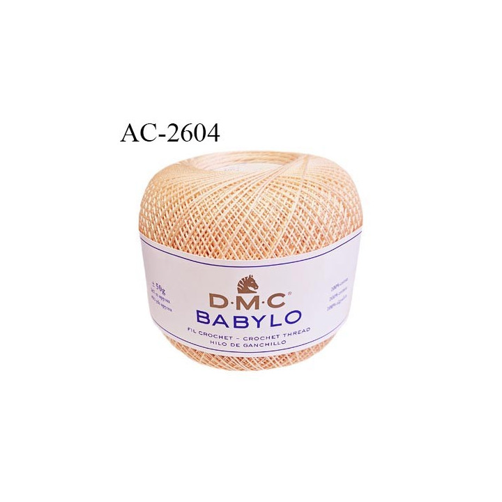 Pelote de fil à crochet fin DMC Babylo 100% coton couleur pêche grosseur 10 pour crochet de 1,5 à 1,75 mm prix pour une pelote