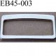 Boucle etrier rectangle coulissant métal chromé argenté largeur extérieur 4.5 cm intér 4.1 cm hauteur extér 2.3 cm intér 1.4 cm